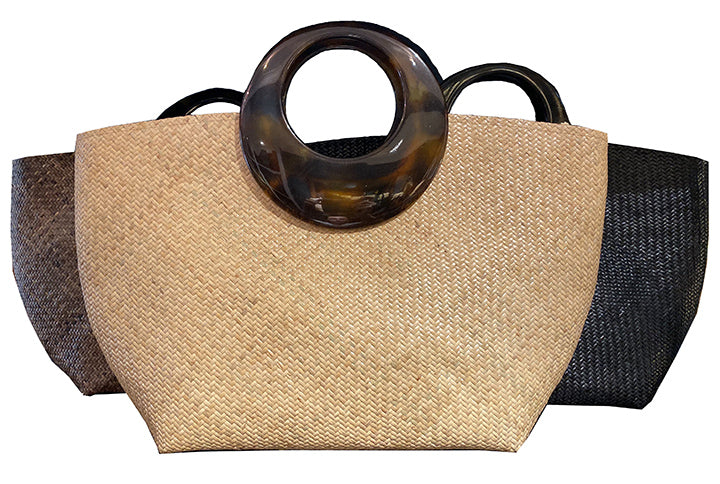 Round Handwoven Tote with Leather - 5 – Nantucket Bracelets